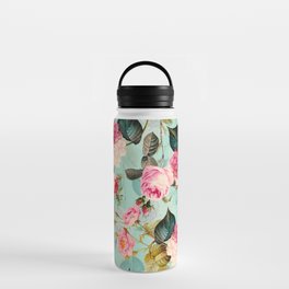 Vintage & Shabby Chic - Summer Teal Roses Flower Garden Water Bottle
