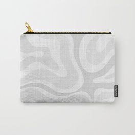Modern Retro Liquid Swirl Abstract in Pale Grey Carry-All Pouch | White, Minimalist, Gray, Pattern, Contemporary, Painting, Modern, Retro, 60S, Monochrome 