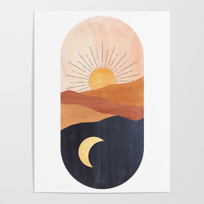 Abstract day and night Poster
