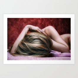 Delicate lines; Fallen Angel No. 1 color laying female blonde nude color photograph - photography - photographs Art Print