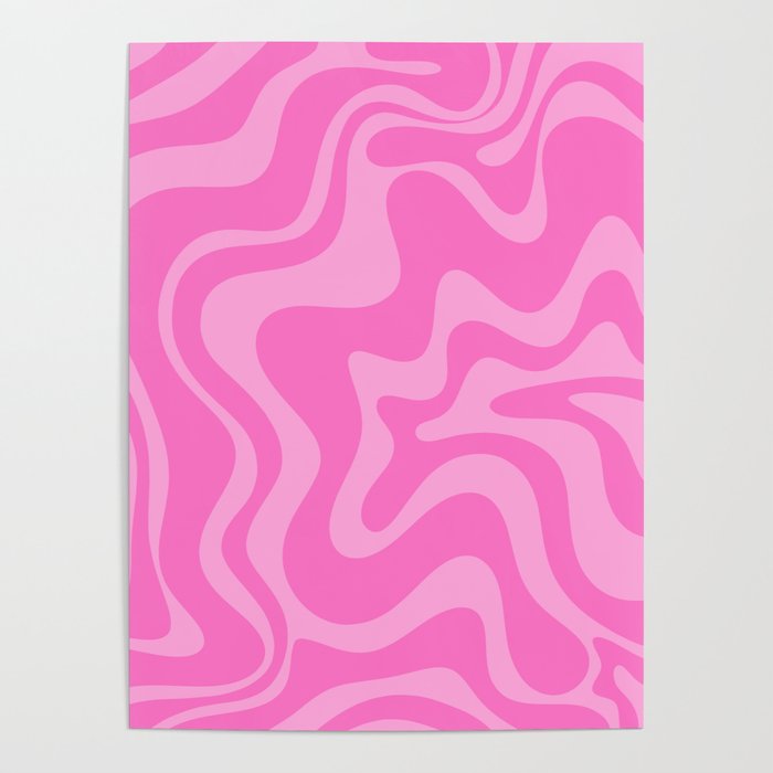 Retro Liquid Swirl Abstract Pattern in Double Y2K Pink Poster by  Kierkegaard Design Studio