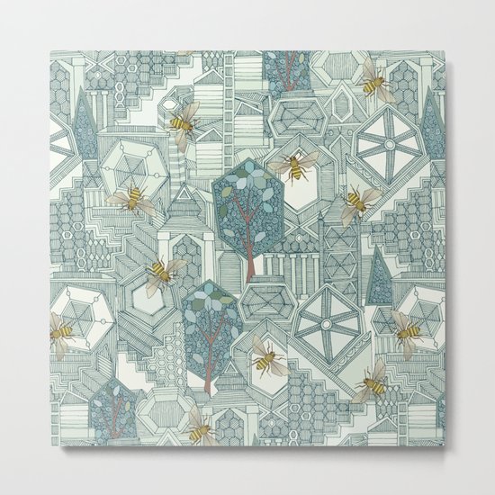 hexagon city Metal Print