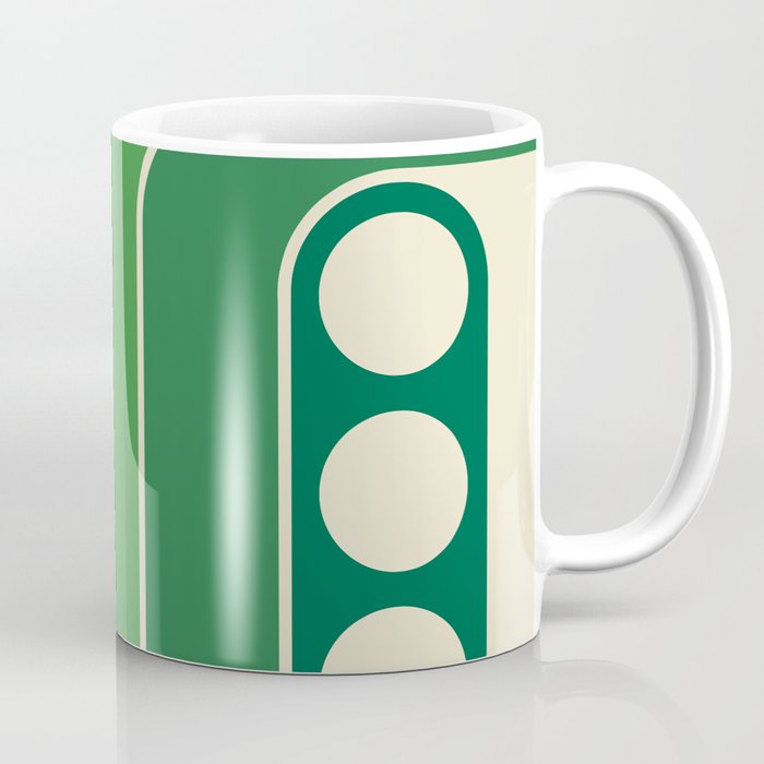 70s Retro Vintage Style Geometric Design 824 Scandi Avocado Green Coffee Mug