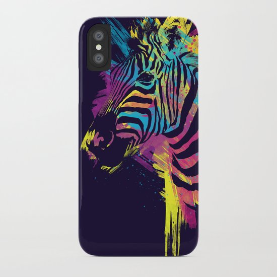 Zebra Splatters Colorful Animals iPhone Case