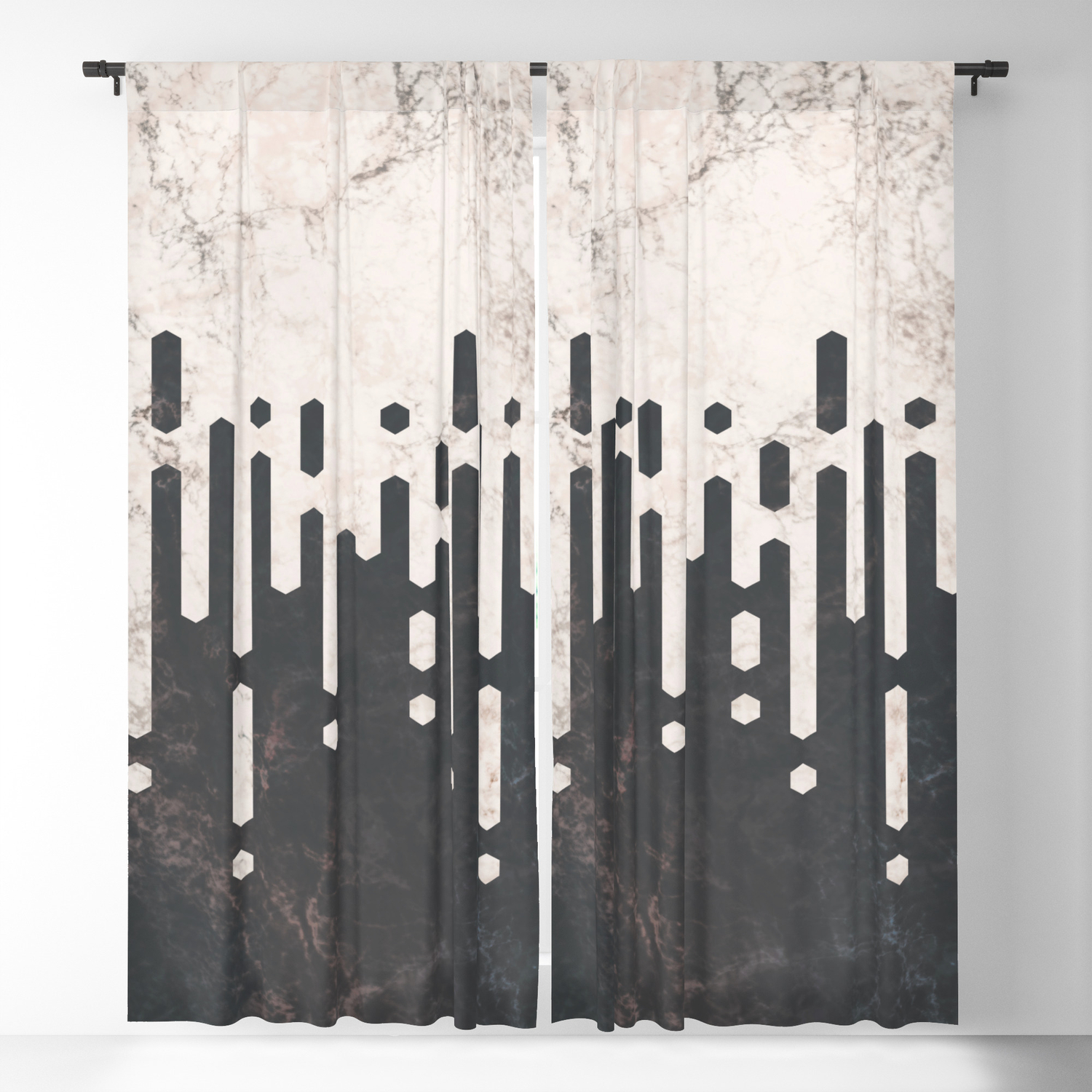 Marble And Geometric Diamond Drips In Charcoal Grey And Light