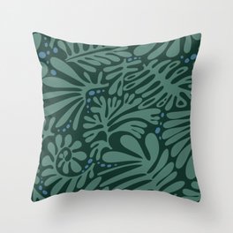 Minimalistic Matisse leaves dark sage green Throw Pillow