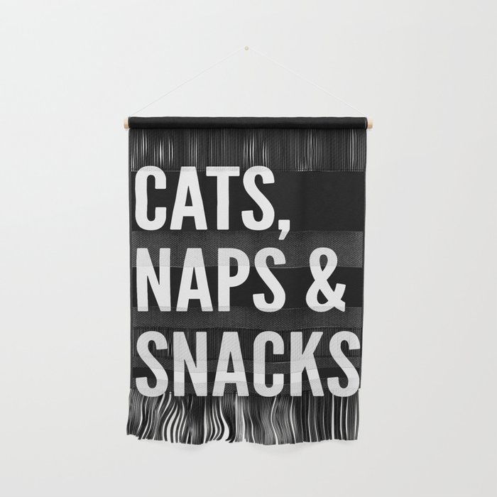 Cats, Naps & Snacks (Black) Wall Hanging