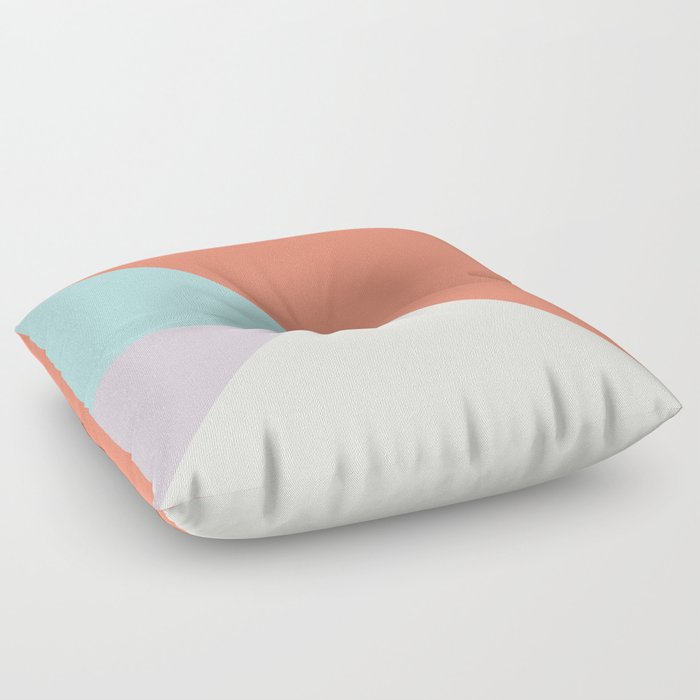Geometric orange teal lavender color block pattern Floor Pillow