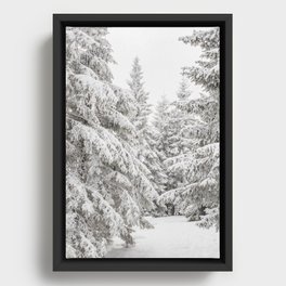 Snowy Forest Art Framed Canvas