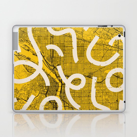 USA, Portland City Map - Yellow Laptop & iPad Skin