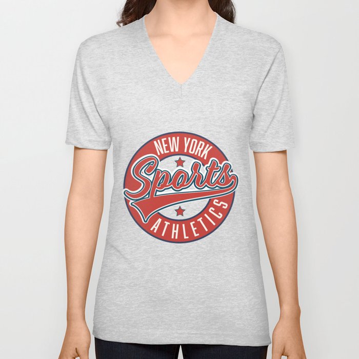 New York Sports Athletic logo V Neck T Shirt