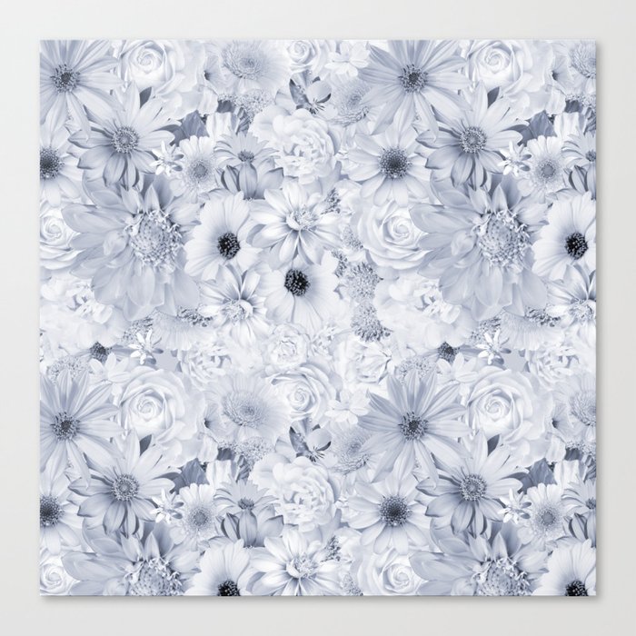 pewter grey floral bouquet aesthetic array Canvas Print