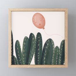 Balloon Flying Over Cactus Framed Mini Art Print