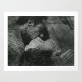 1912, The Kiss, Lovers black and white photography by Anne Brigmann Art Print