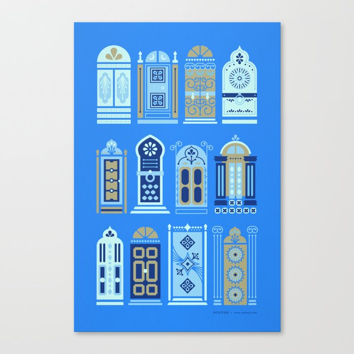 Moroccan Doors – Cornflower Blue Palette Canvas Print