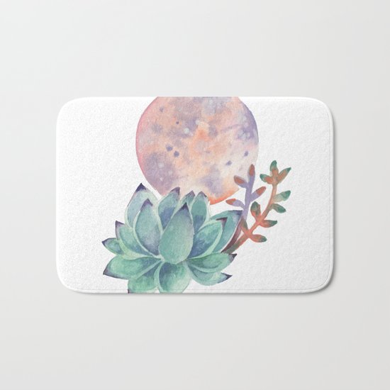 Succulent Full Moon Bath Mat