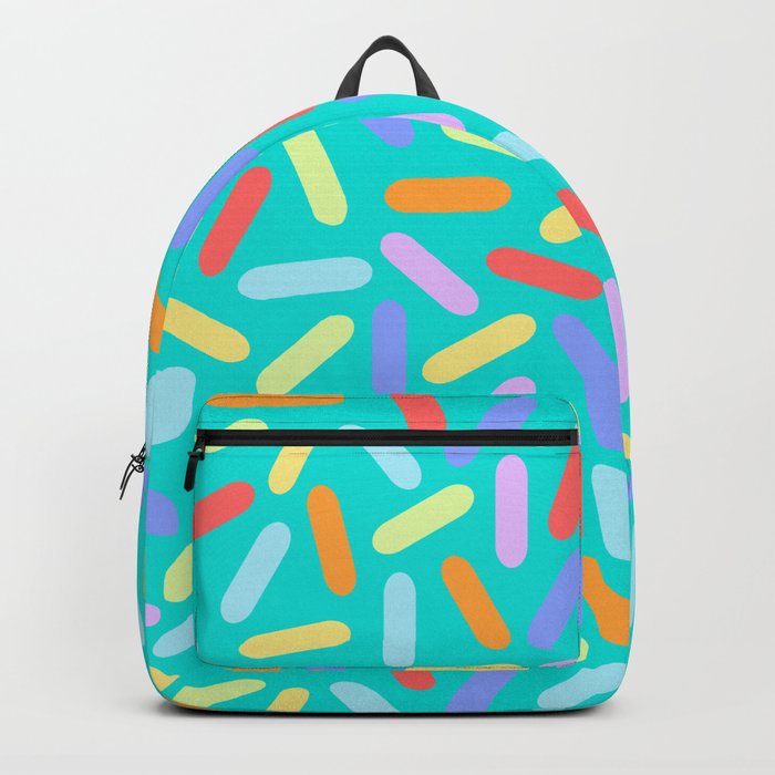 Dessert Digital Rainbow Sprinkles on Turquoise Graphic Pattern Backpack