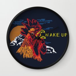 Wake Up Monoline Rooster Graphic Wall Clock | Vintage, Farm, Politics, Morning, Graphicdesign, Cock, Retro, Enlighten, Understand, Cockadoodledoo 