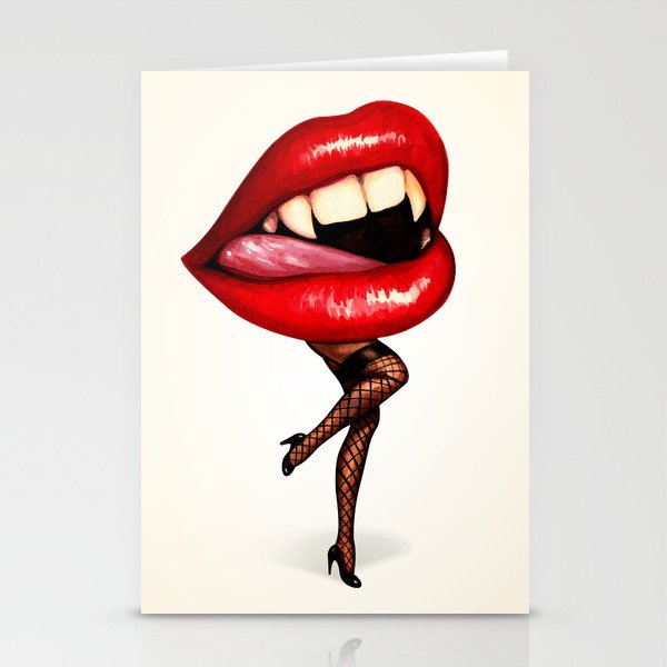 Vampire Lips Pin-Up Stationery Cards