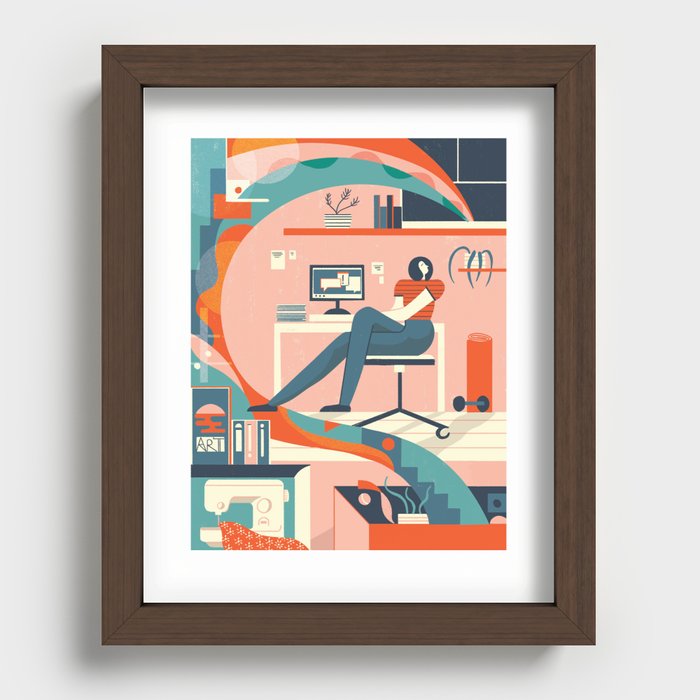 caught in a thought  Recessed Framed Print