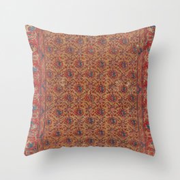 Mustard Floral Vine I // 17th Century Distressed Red Yellow Blue Colorful Ornate Accent Rug Pattern Throw Pillow