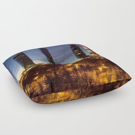 Spain Photography - Four Tall Buildings In Downtown Madrid Floor Pillow