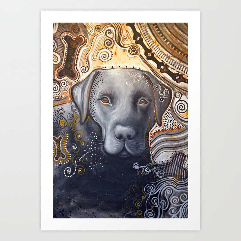 Rudy Original Abstract Dog Art Painting Black Labrador Art