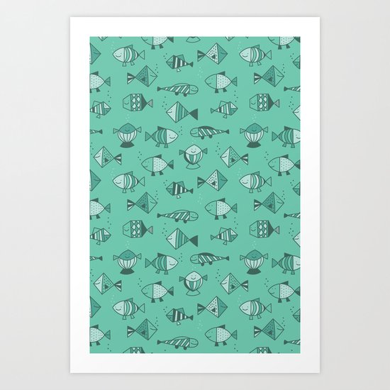 Geometric fish Art Print