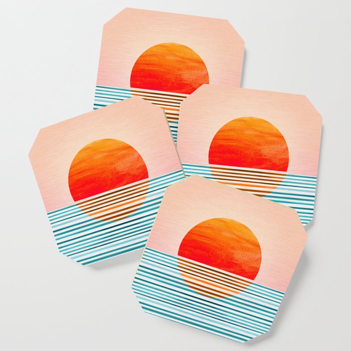 Minimalist Sunset III / Abstract Landscape Coaster