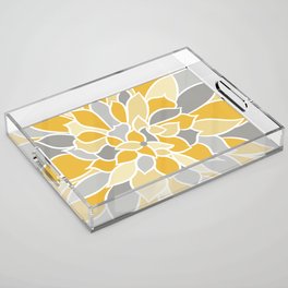 Colorful Floral Bloom, Yellow and Gray Acrylic Tray