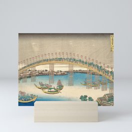 Tenman Bridge at Settsu Province By Hokusai  Mini Art Print