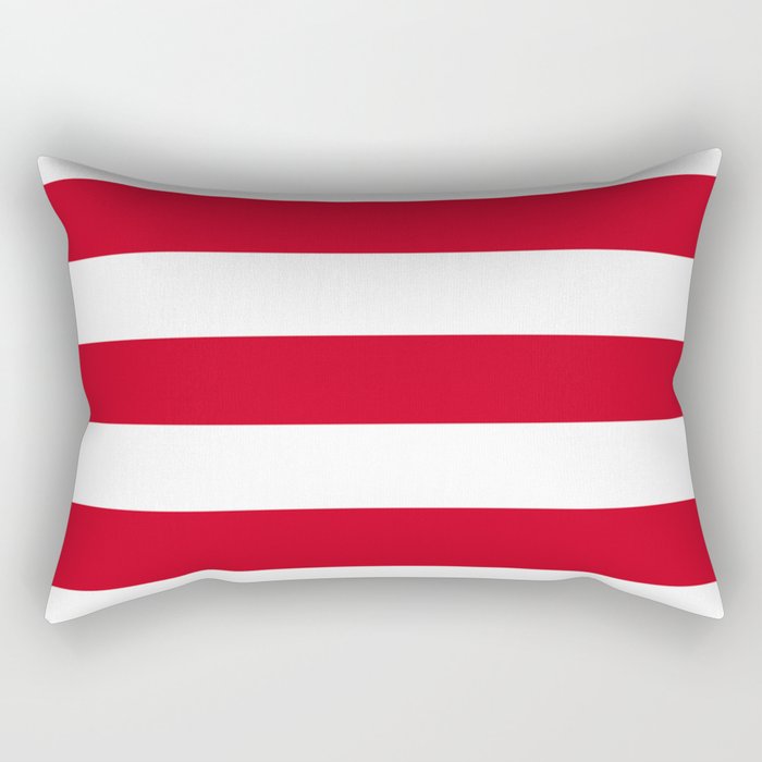 Chinese red - solid color - white stripes pattern Rectangular Pillow
