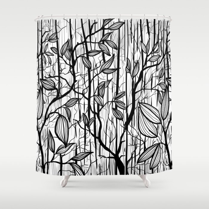 Forrest Line drawing  Shower Curtain
