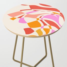 GROW YOUR OWN WAY with Liquid retro abstract pattern in Pink and Orange Side Table