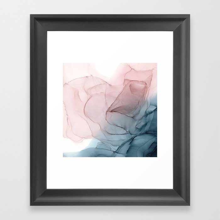 Blush Sands Blue Sea Ombre Abstract Painting Framed Art Print