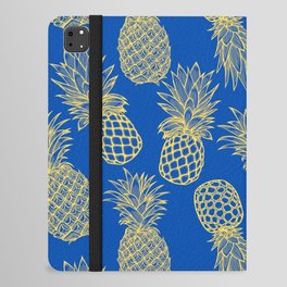 Fresh Pineapples Blue & Yellow iPad Folio Case