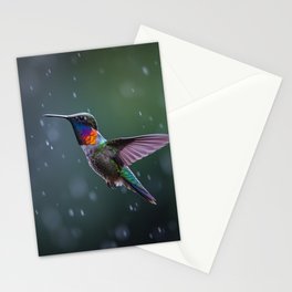Hummingbirds in the rain Stationery Cards