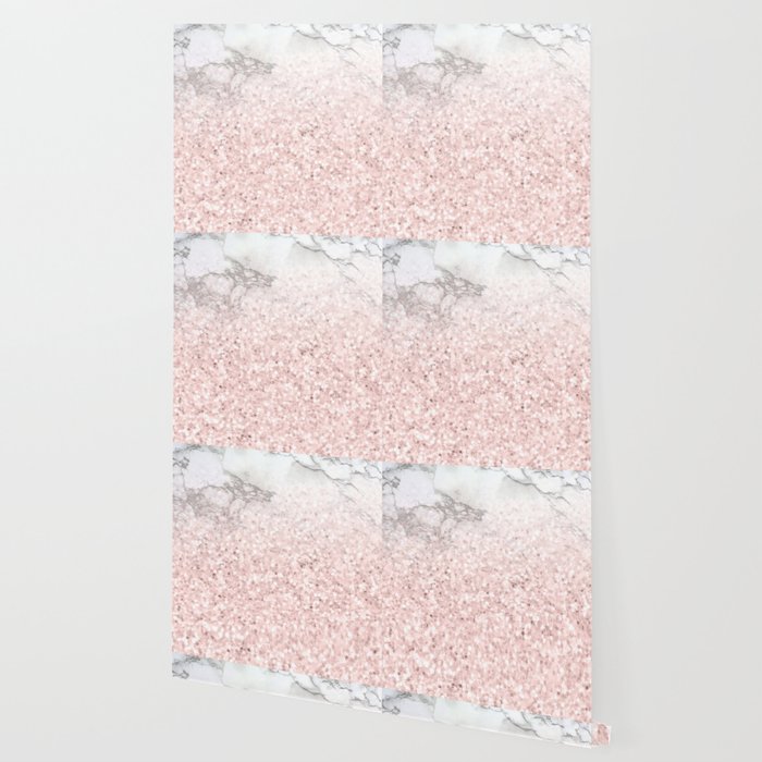 She Sparkles Pastel Pink Glitter Rose Gold Marble Wallpaper By