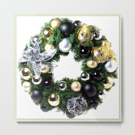 Xmas Wreath Metal Print | Christmas, Gold, Silver, Black, Green, Wreath, Photo, Xmas, Angel1, Adventskranz 