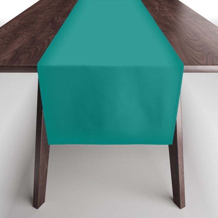 Dark Turquoise Solid Color Pairs Pantone Ocean Floor 17-5440 TCX Shades of Blue-green Hues Table Runner