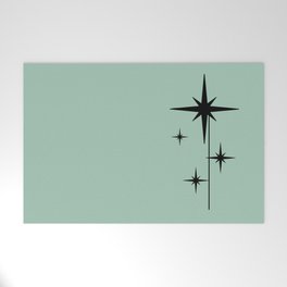 1950s Atomic Age Retro Starbursts in Aqua Mint and Black Welcome Mat
