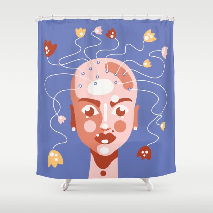 Grow yourself - bold colors, and simple shapes futuristic portrait Art Print Shower Curtain