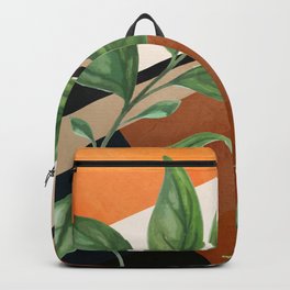 Garden in the Breeze 05 Backpack | Terracotta, Tropical, Sun, Plant, Minimalist, Pattern, Shape, Line, Wall, Modern 