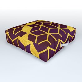 Dark Purple and Gold Cubes Outdoor Floor Cushion