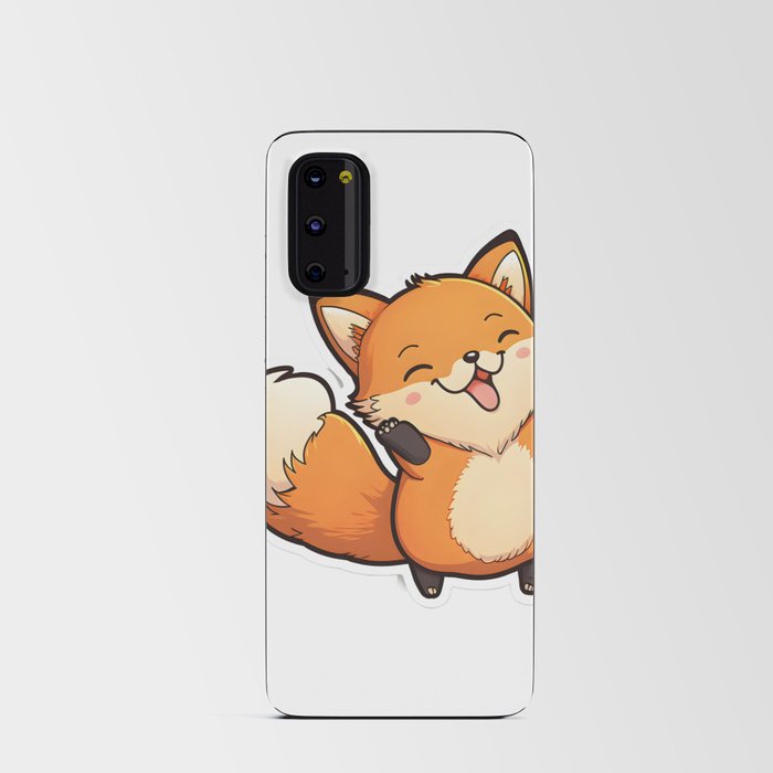 Kawaii Cute Red Fox Smiling and Playing Android Card Case
