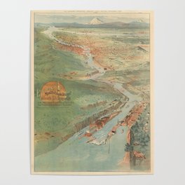 Vintage Pictorial Map of Portland OR (1896) Poster