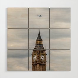 Great Britain Photography - Big Ben Under The Gray Cloudy Clouds Wood Wall Art