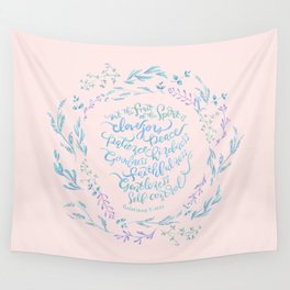The Fruit of the Spirit - Galatians 5:22~23 / Pink Wall Tapestry