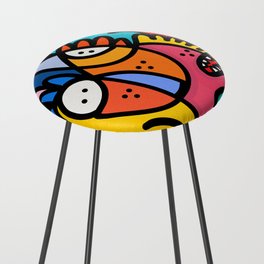 Colorful and Funny Graffiti Creature with a Red Sky By Emmanuel Signorino Counter Stool