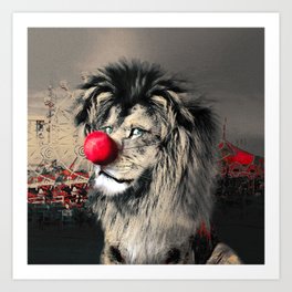 Circus Lion Clown Art Print